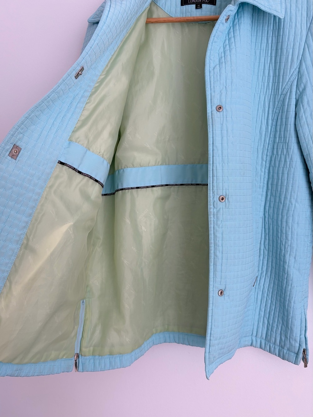 London Fog Robin Egg Blue Quilted Spring Jacket - Size M - Picture 4 of 8